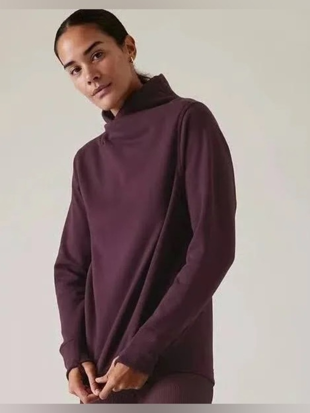 Athleta Oversized Cozy Karma Twist Neck Sweatshirt - Eggplant